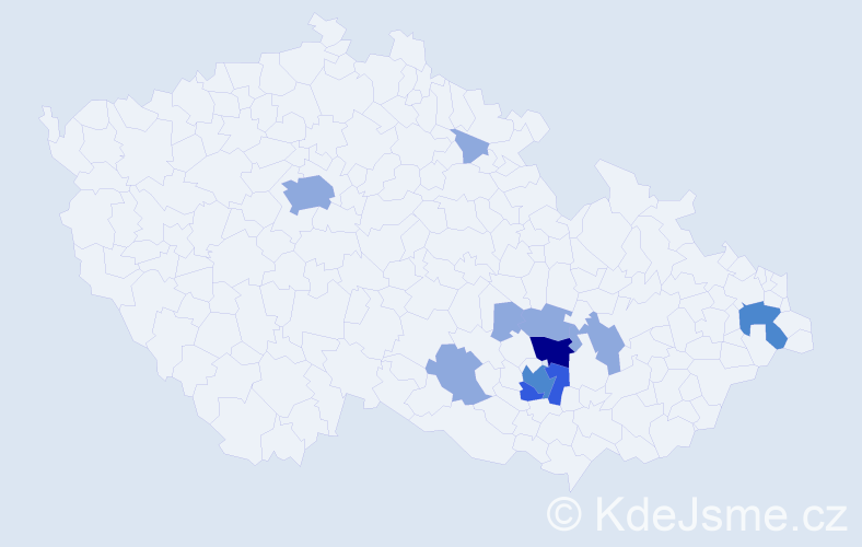 Příjmení: 'Koudar', počet výskytů 18 v celé ČR