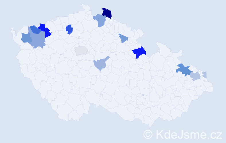 Příjmení: 'Kožáková', počet výskytů 35 v celé ČR