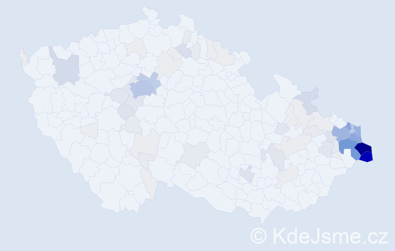 Příjmení: 'Klus', počet výskytů 440 v celé ČR