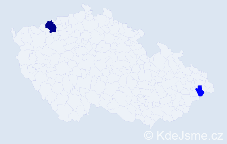 Příjmení: 'Bohačiková', počet výskytů 5 v celé ČR