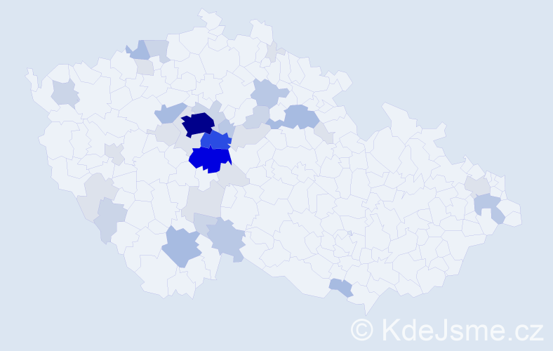 Příjmení: 'Vycpálek', počet výskytů 122 v celé ČR