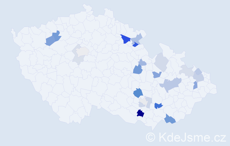 Příjmení: 'Čechovičová', počet výskytů 43 v celé ČR