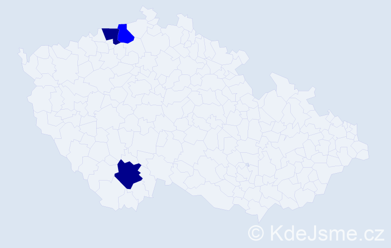 Příjmení: 'Miňková', počet výskytů 5 v celé ČR