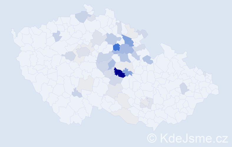 Příjmení: 'Kvaček', počet výskytů 148 v celé ČR