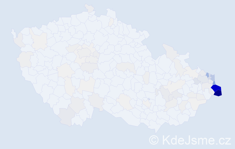 Příjmení: 'Cieslar', počet výskytů 493 v celé ČR