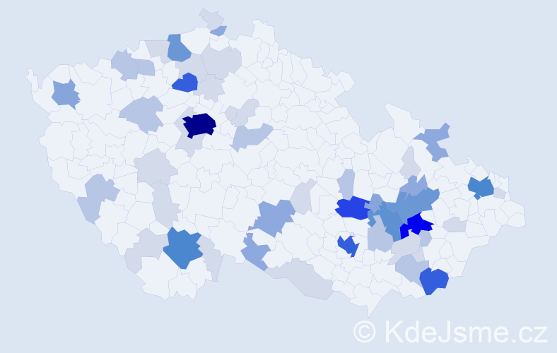 Příjmení: 'Pitner', počet výskytů 167 v celé ČR
