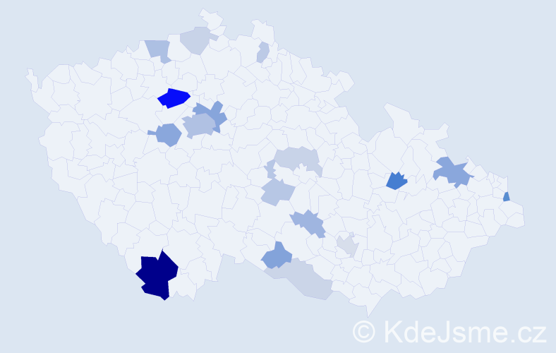Příjmení: 'Podrazká', počet výskytů 50 v celé ČR