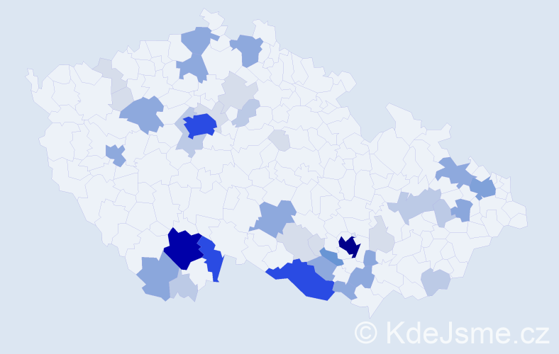 Příjmení: 'Padrta', počet výskytů 147 v celé ČR