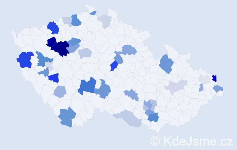 Příjmení: 'Katona', počet výskytů 90 v celé ČR