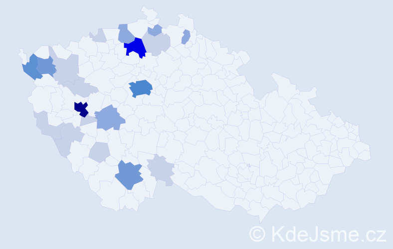 Příjmení: 'Kýček', počet výskytů 58 v celé ČR
