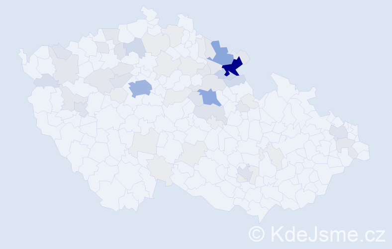 Příjmení: 'Kaválková', počet výskytů 215 v celé ČR
