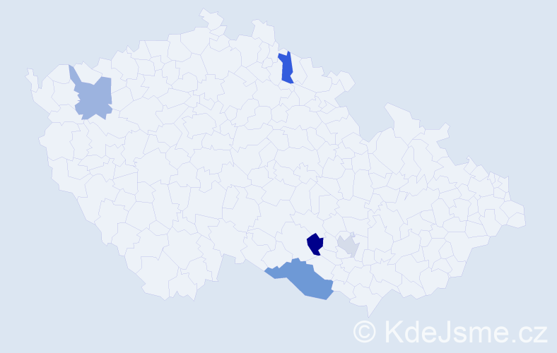 Příjmení: 'Sendrey', počet výskytů 6 v celé ČR