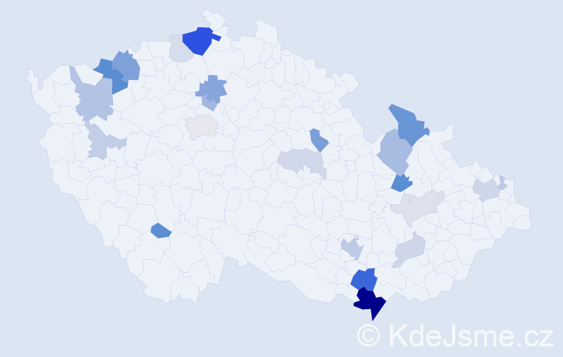 Příjmení: 'Chorvát', počet výskytů 64 v celé ČR