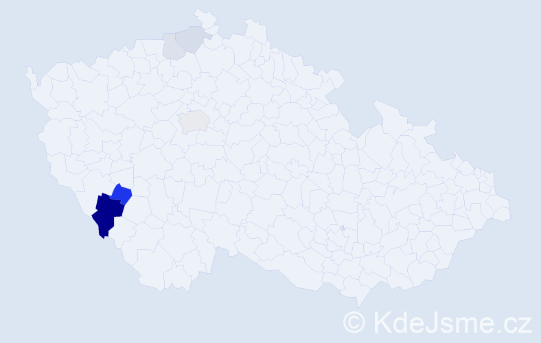 Příjmení: 'Achsová', počet výskytů 13 v celé ČR