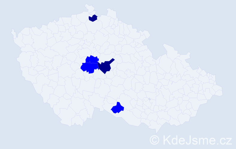 Příjmení: 'Chloupá', počet výskytů 7 v celé ČR