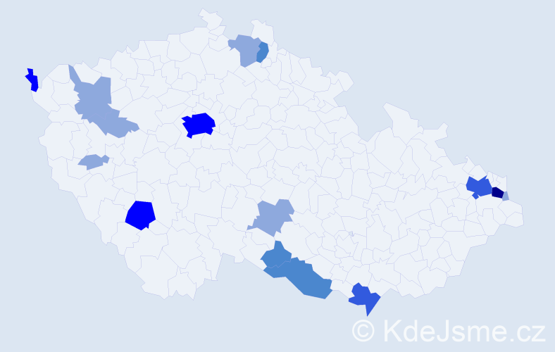 Příjmení: 'Hrúzová', počet výskytů 35 v celé ČR