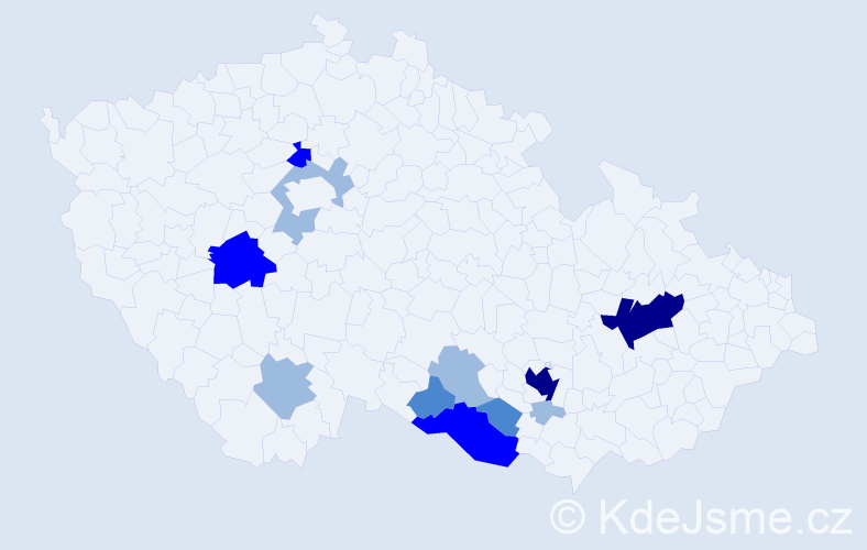 Příjmení: 'Pitauerová', počet výskytů 26 v celé ČR
