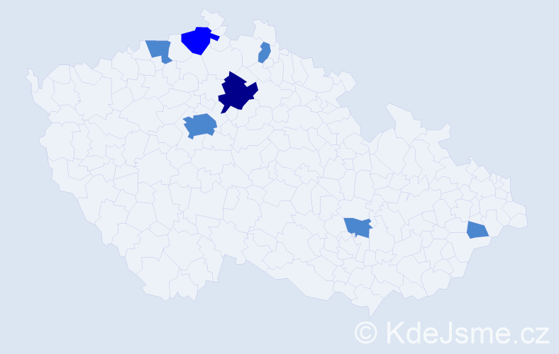 Příjmení: 'Treglová', počet výskytů 10 v celé ČR