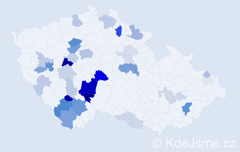 Příjmení: 'Bakulová', počet výskytů 104 v celé ČR