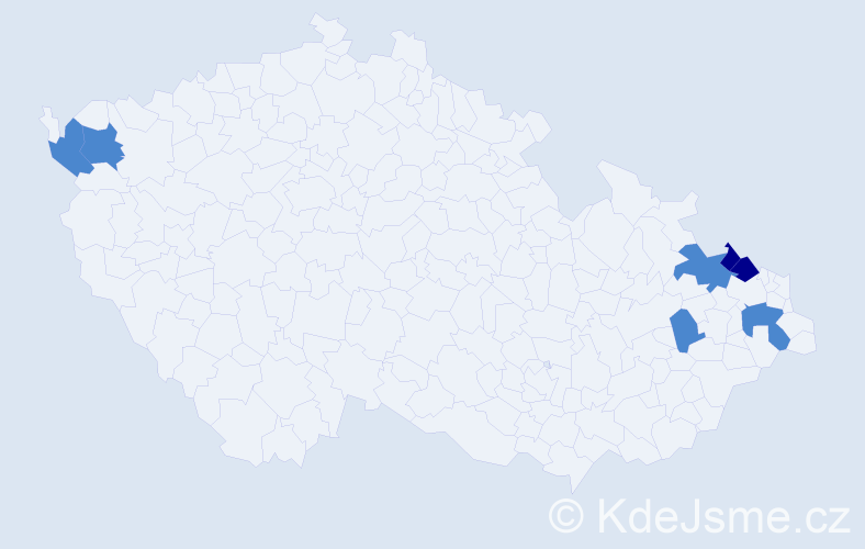 Příjmení: 'Kovarová', počet výskytů 11 v celé ČR