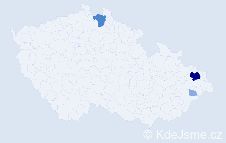 Příjmení: 'Kilar', počet výskytů 8 v celé ČR