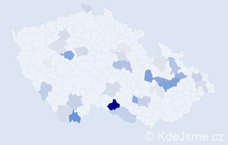 Příjmení: 'Endl', počet výskytů 102 v celé ČR