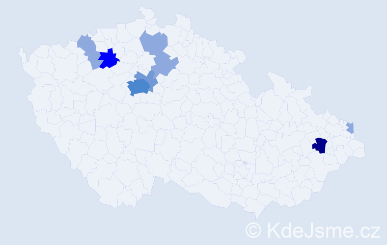 Příjmení: 'Szakálová', počet výskytů 20 v celé ČR