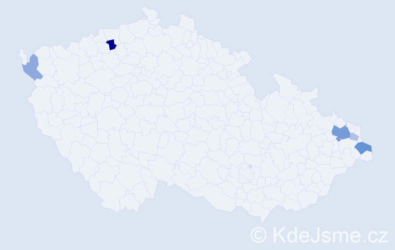 Příjmení: 'Bičanovská', počet výskytů 12 v celé ČR