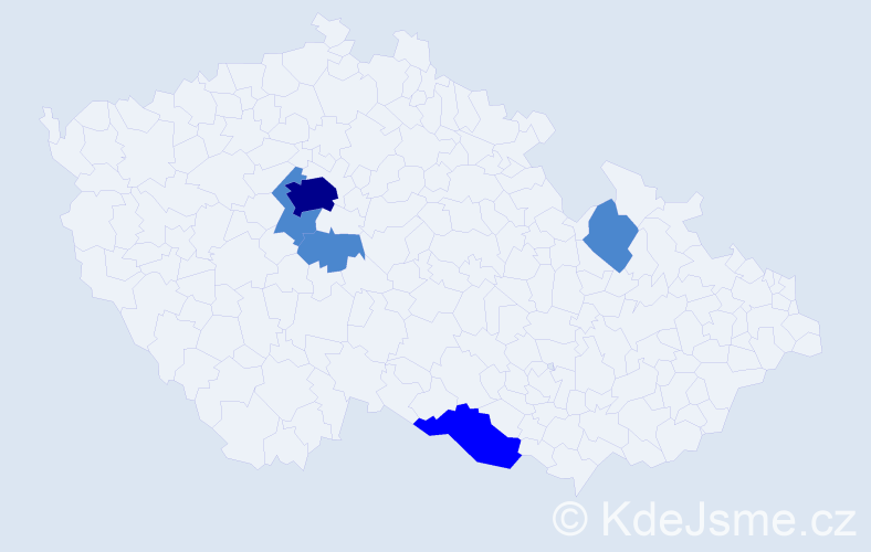 Příjmení: 'Tanev', počet výskytů 8 v celé ČR