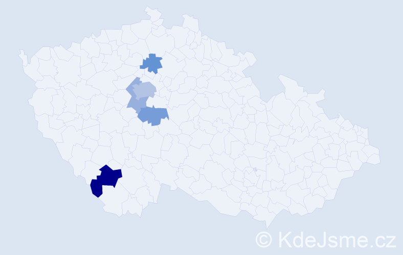 Příjmení: 'Hajner', počet výskytů 10 v celé ČR