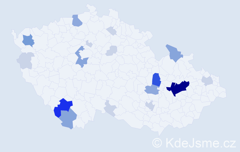 Příjmení: 'Pocklan', počet výskytů 54 v celé ČR