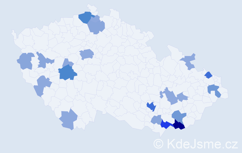 Příjmení: 'Cintula', počet výskytů 55 v celé ČR