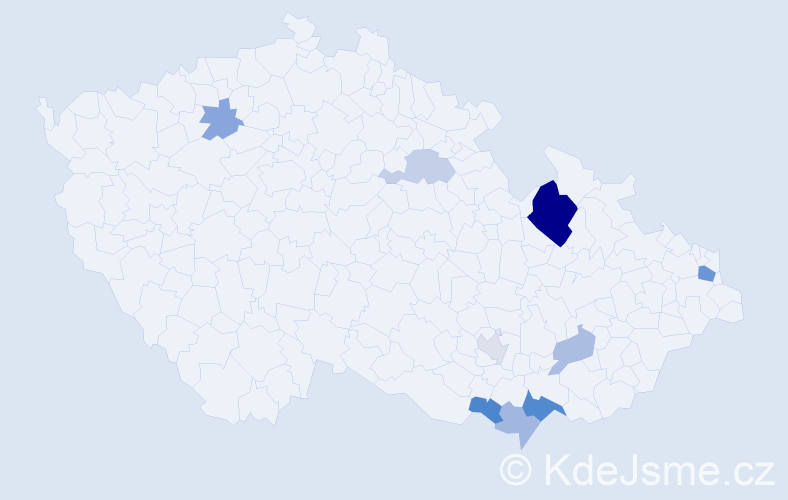 Příjmení: 'Haramiová', počet výskytů 19 v celé ČR