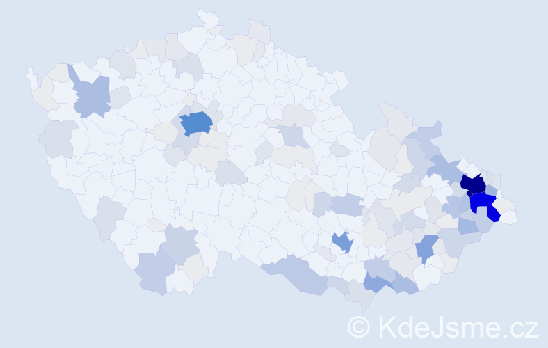 Příjmení: 'Míček', počet výskytů 561 v celé ČR