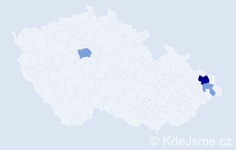 Příjmení: 'Gacka', počet výskytů 17 v celé ČR