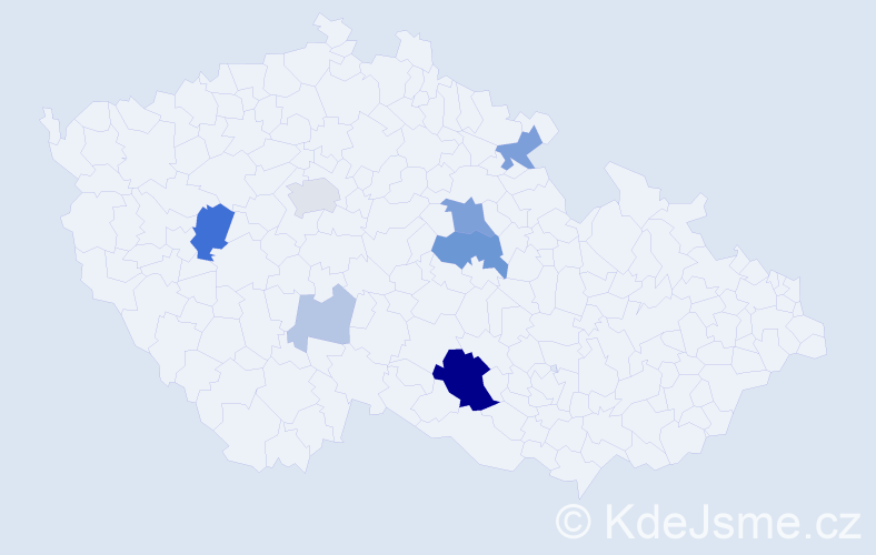 Příjmení: 'Šefelínová', počet výskytů 23 v celé ČR
