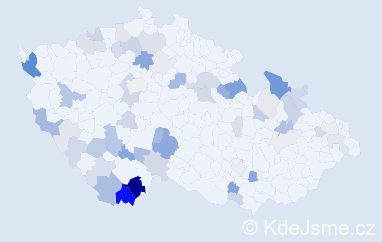 Příjmení: 'Motyčáková', počet výskytů 154 v celé ČR