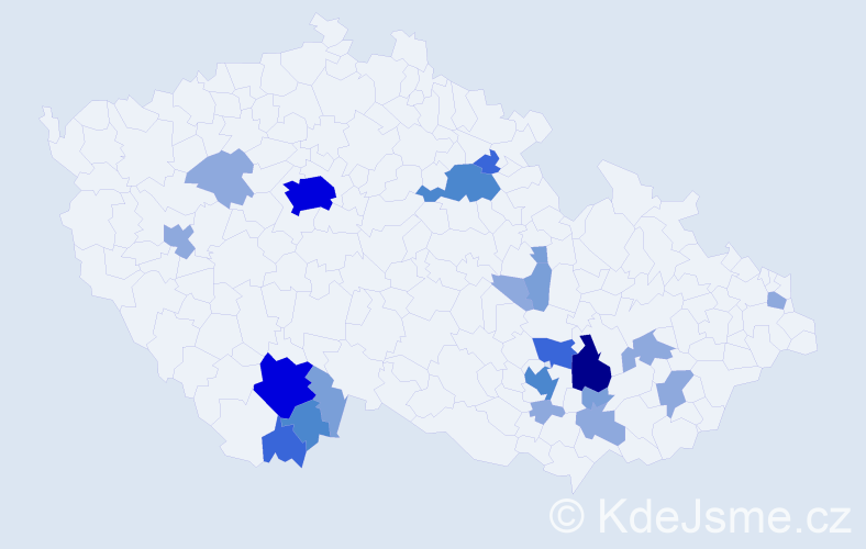 Příjmení: 'Baldík', počet výskytů 56 v celé ČR