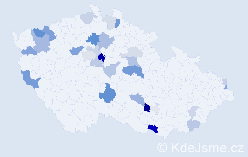 Příjmení: 'Čičmanec', počet výskytů 56 v celé ČR