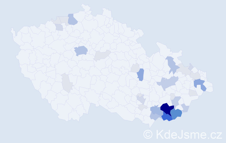 Příjmení: 'Pomykalová', počet výskytů 123 v celé ČR