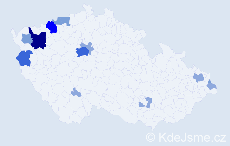 Příjmení: 'Beca', počet výskytů 33 v celé ČR