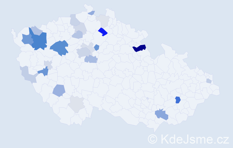 Příjmení: 'Pacourek', počet výskytů 71 v celé ČR
