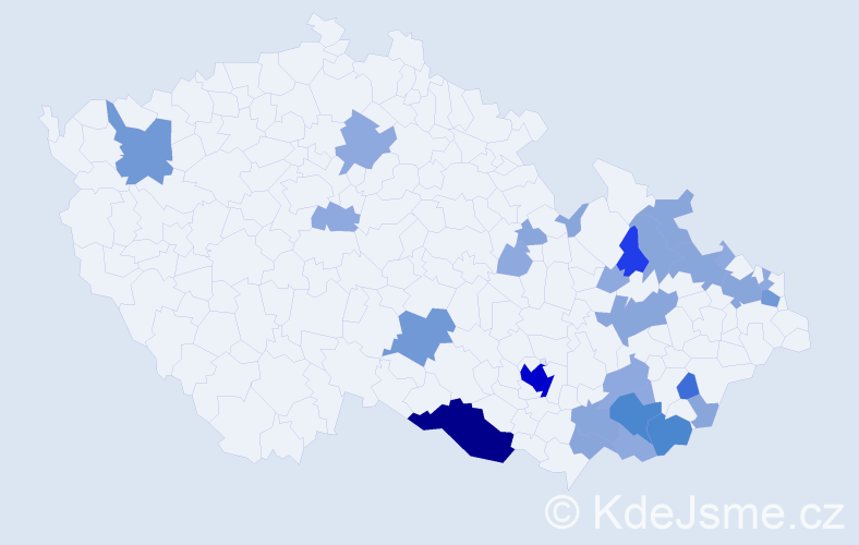 Příjmení: 'Mlčúch', počet výskytů 74 v celé ČR