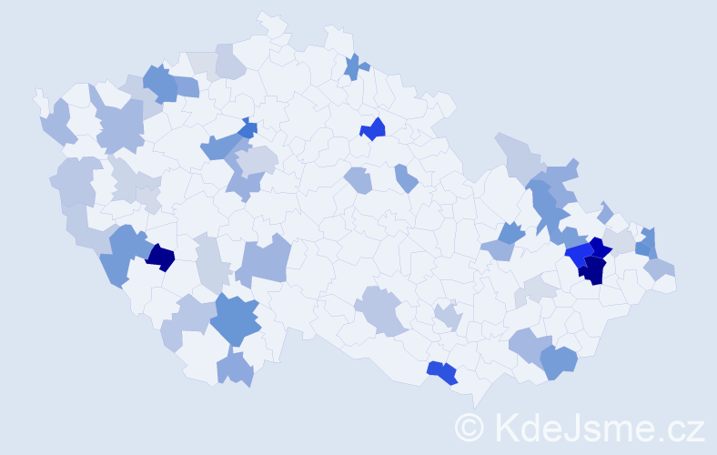 Příjmení: 'Ďuricová', počet výskytů 153 v celé ČR