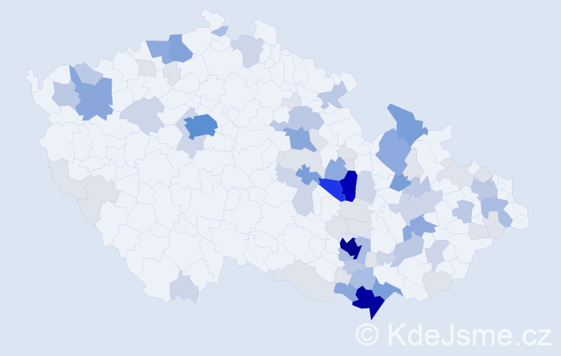 Příjmení: 'Cupalová', počet výskytů 274 v celé ČR