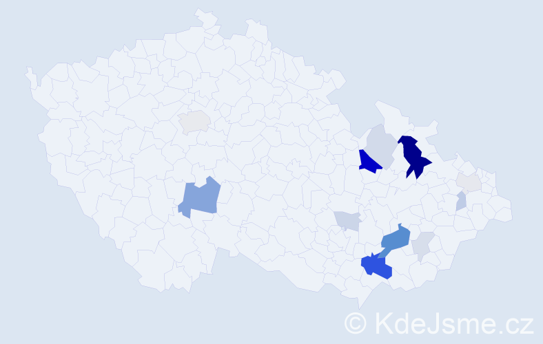 Příjmení: 'Cápek', počet výskytů 43 v celé ČR