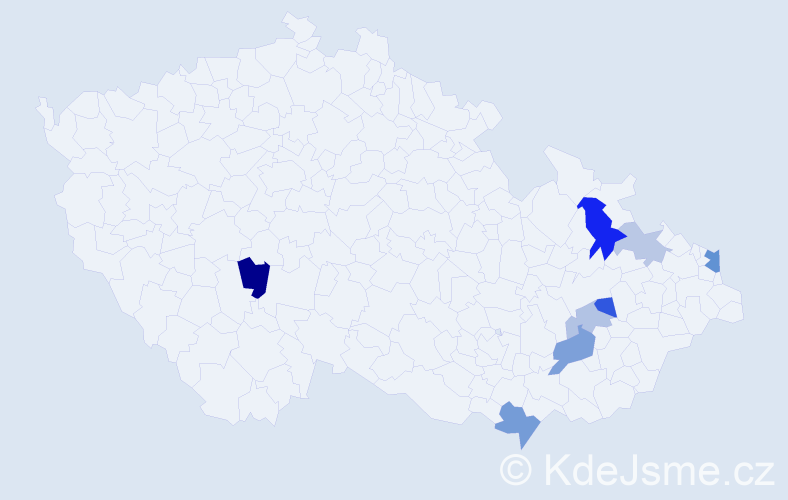 Příjmení: 'Dadejová', počet výskytů 15 v celé ČR