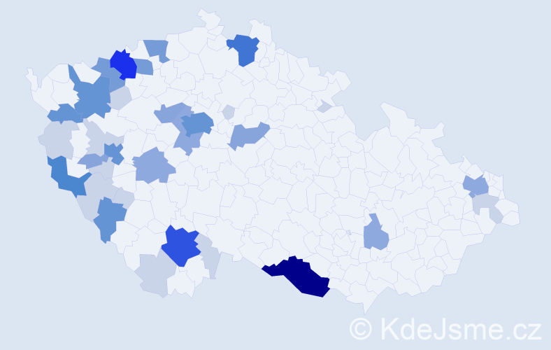 Příjmení: 'Karl', počet výskytů 108 v celé ČR