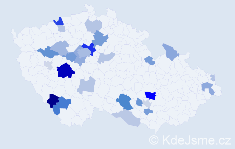 Příjmení: 'Herc', počet výskytů 64 v celé ČR