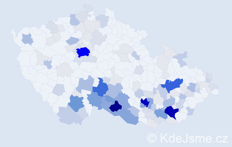Příjmení: 'Daňhelová', počet výskytů 462 v celé ČR